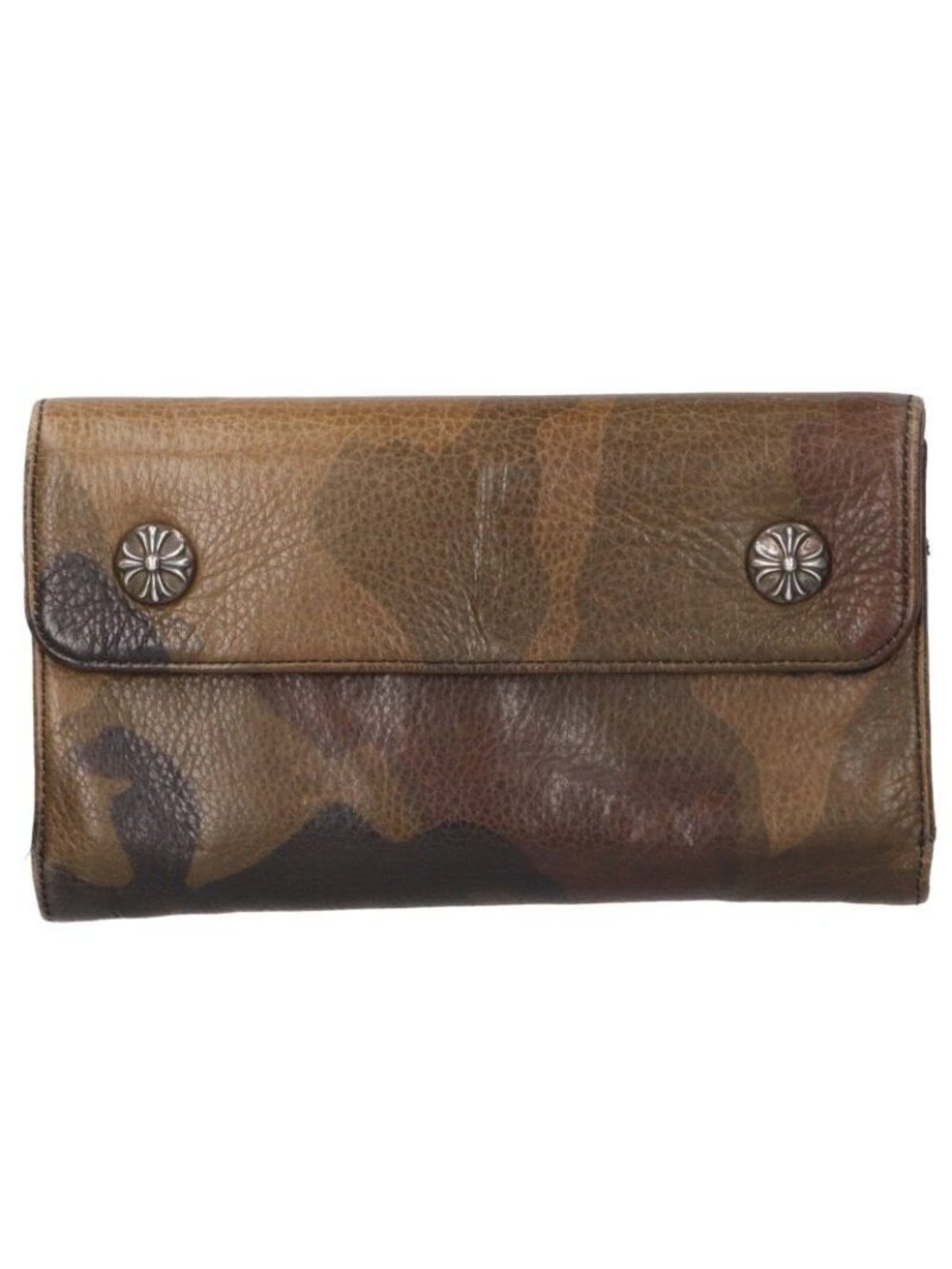 Chrome Hearts Wave Cross Ball Button Camouflage Leather Wallet